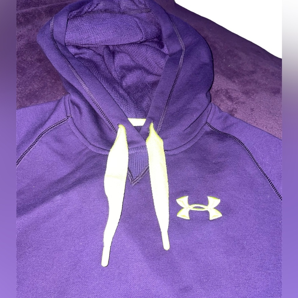 Under Armour women’s Fleece Storm Hoodie Purple and Neon Green S - Picture 2 of 5